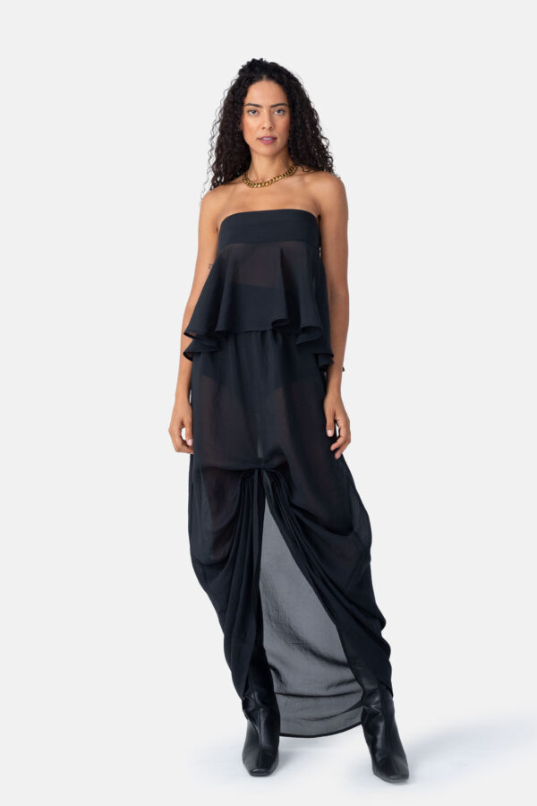 Polaris – Black Jacquard Bubble Mini Dress