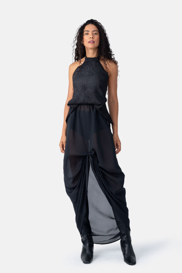 Polaris – Black Jacquard Bubble Mini Dress