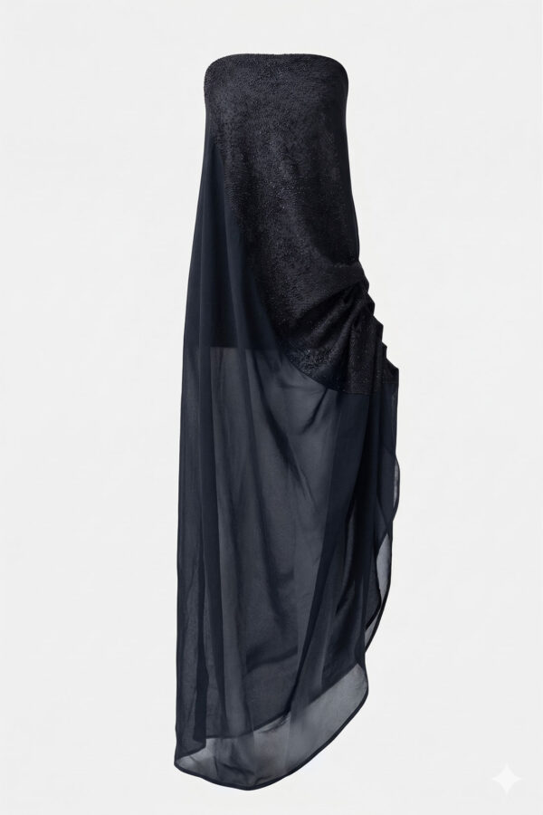 Polaris – Black Jacquard Bubble Mini Dress