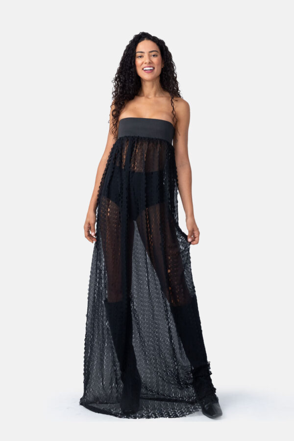 Polaris – Black Jacquard Bubble Mini Dress