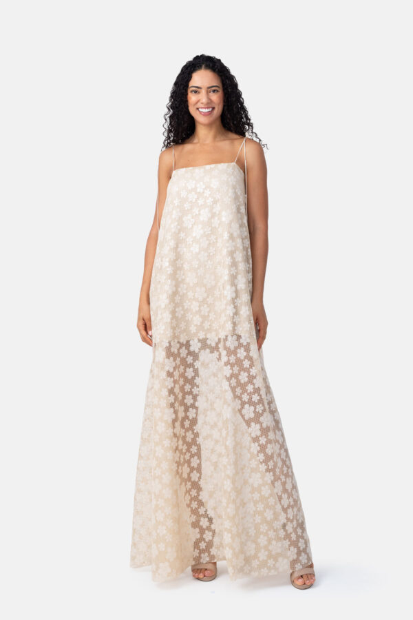 Stellar – Beige Floral Trapeze Maxi Dress